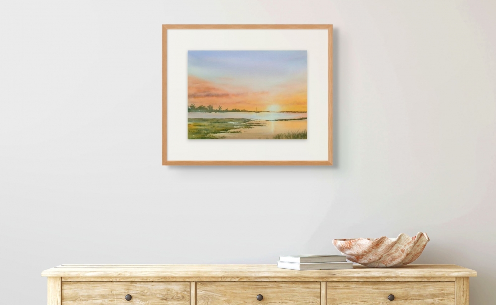 Warm Sunset. Original Signed Watercolour. 15x11 inches