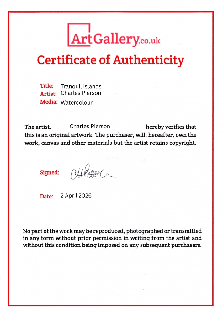 Tranquil Islands. Original Signed Watercolour. 15x11 inches; 38x28cm