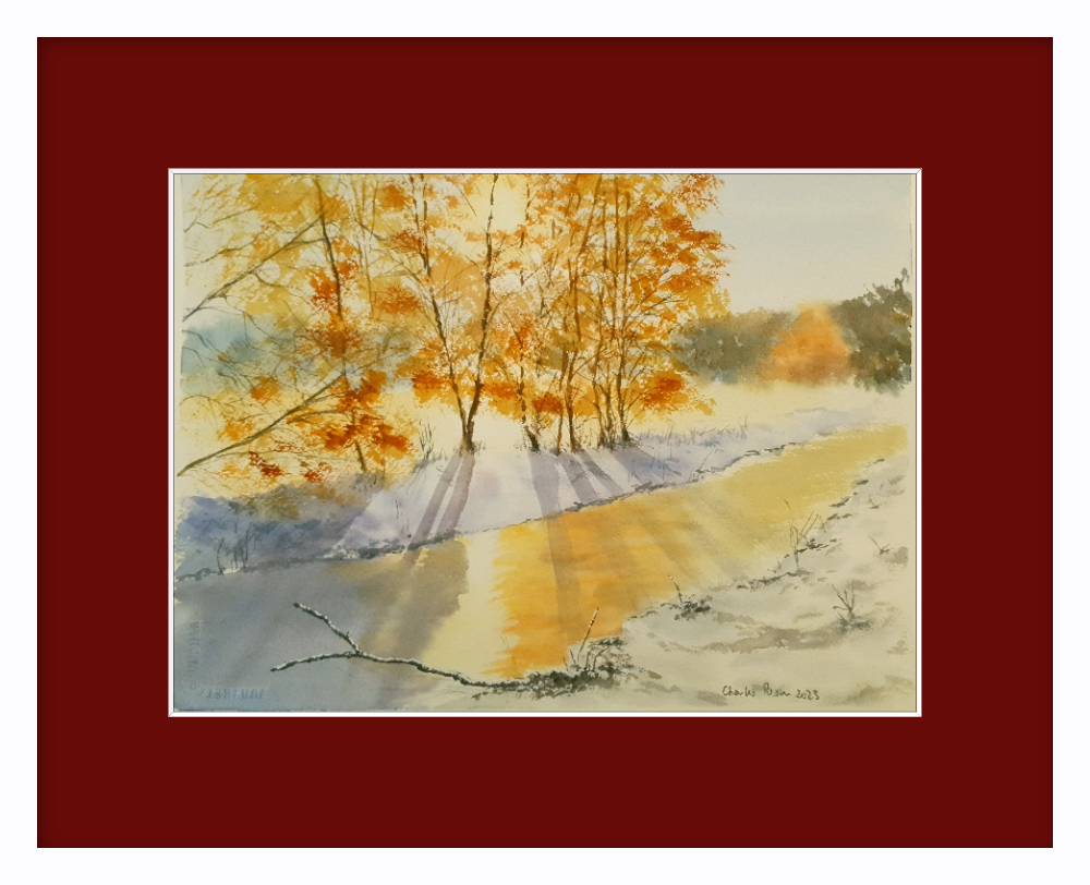 Winter Sunlight. Original Signed Watercolour. 15x11 inches , 38x28cm