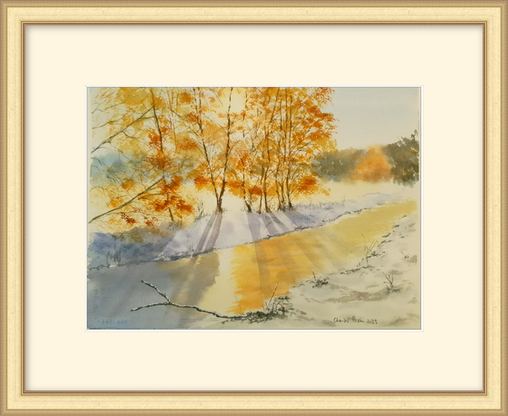 Winter Sunlight. Original Signed Watercolour. 15x11 inches , 38x28cm