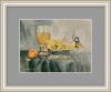 Bird with Grapes. Signed Watercolour Still Life