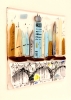Muted Metropolis - Framed Contemporary Cityscape Glass Art 