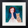 Woman Polka Dot Cardigan, Cat Framed