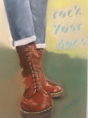 Brown Doc Marten Boots -  Hand Drawn 
