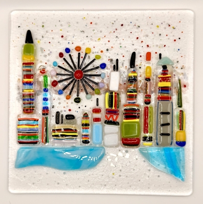City Life Glass Framed Art