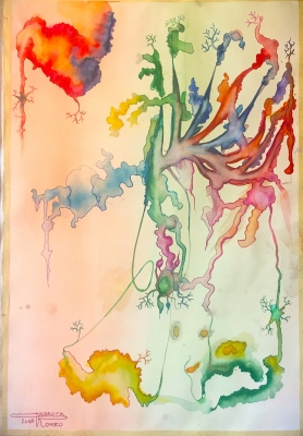The Pride Flower 1, 15x22 inch, watercolors on cold press paper SKU 4077