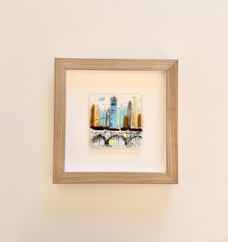 Muted Metropolis - Framed Contemporary Cityscape Glass Art 