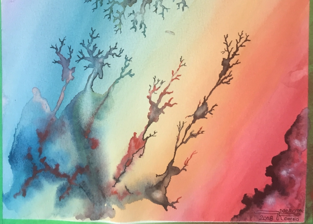 Connection with the Galaxy, 12x18 inch, water colors SKU 4066 