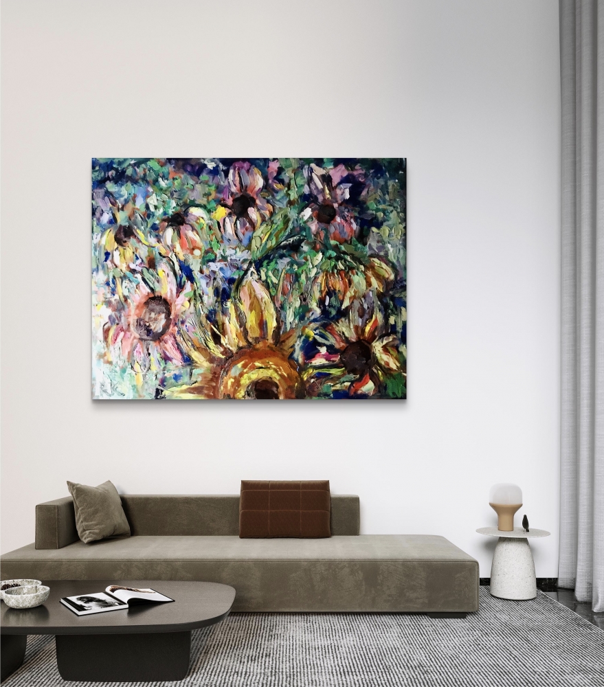 Original Impressionist Floral Oil Painting - Vibrant Sunflower