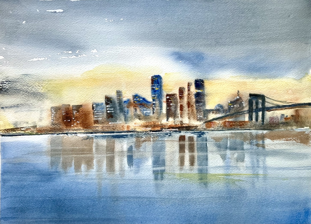 ACROSS TO NEW YORK AND BROOKLYN BRIDGE