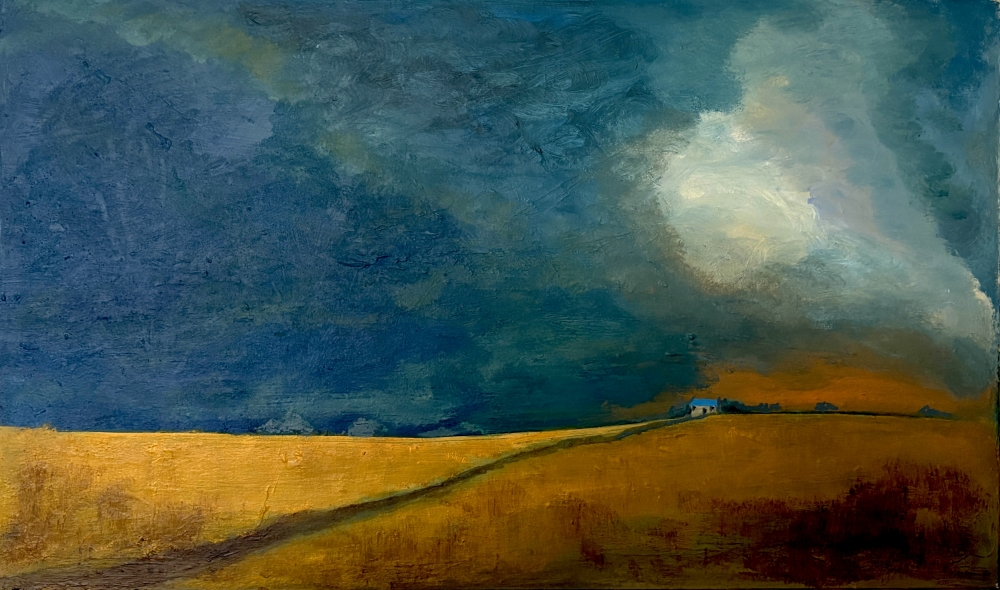 Golden Fields View.   Traditional Oil Painting