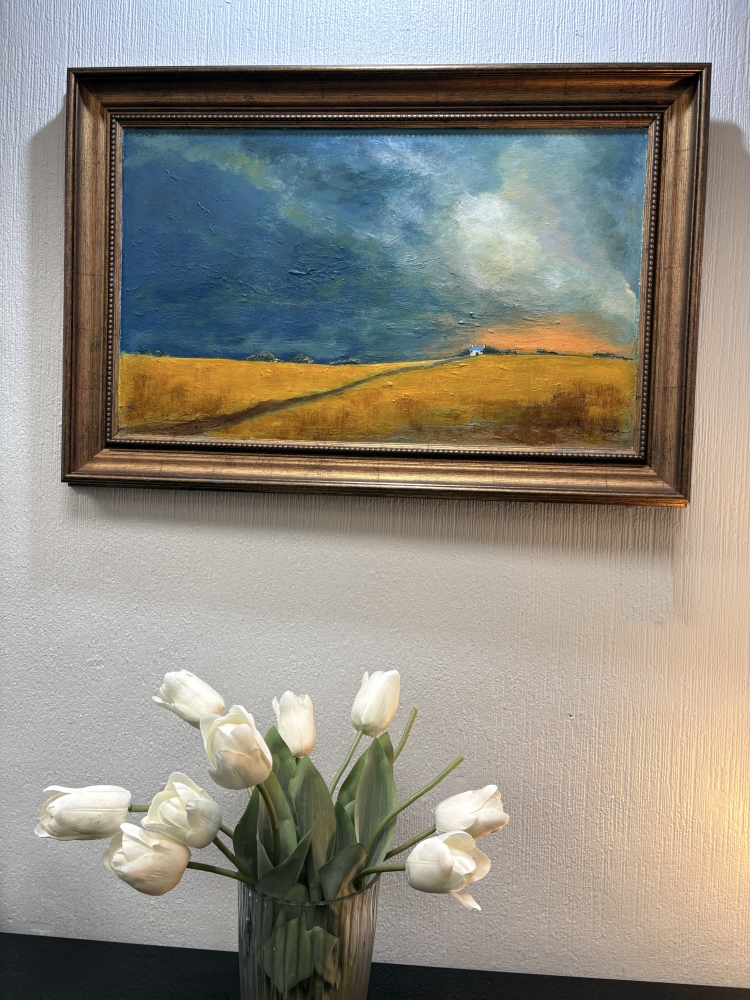 Golden Fields View.   Traditional Oil Painting