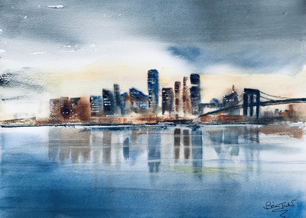 ACROSS TO NEW YORK AND BROOKLYN BRIDGE