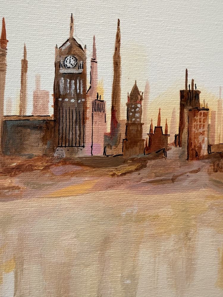 City View Beige Canvas Painting