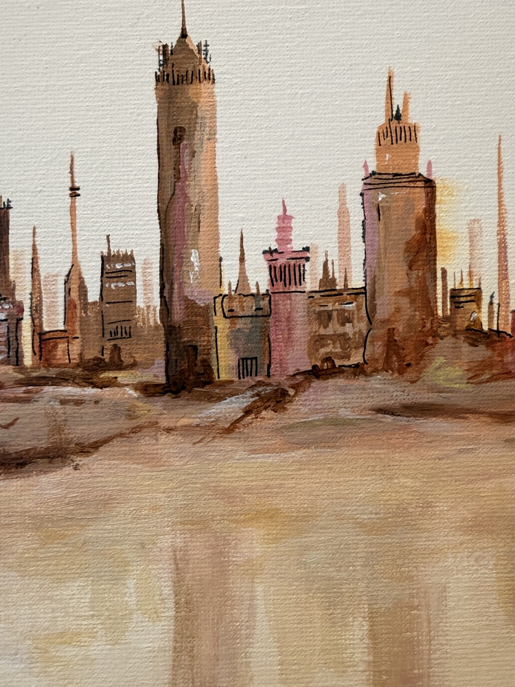 City View Beige Canvas Painting