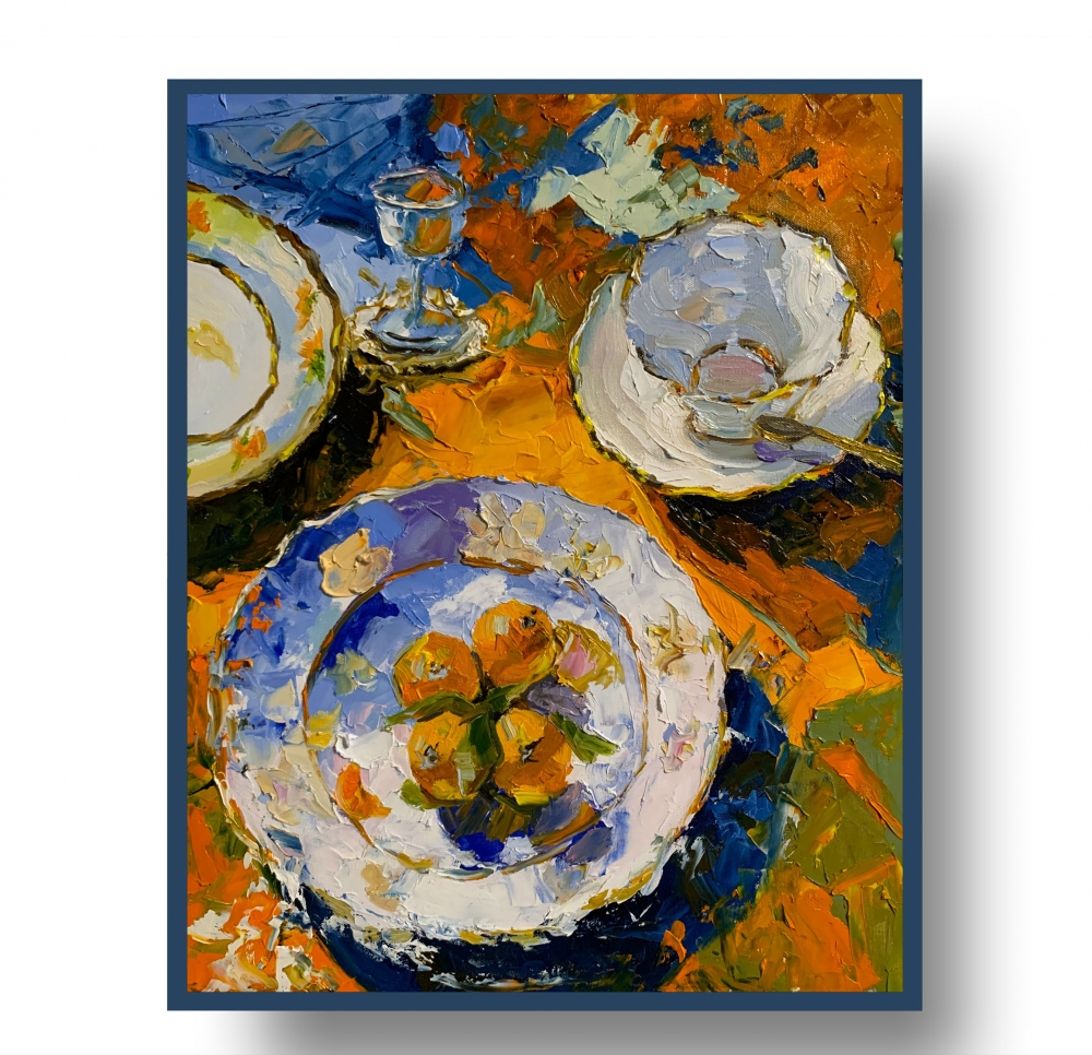 Orange still life with tangerines