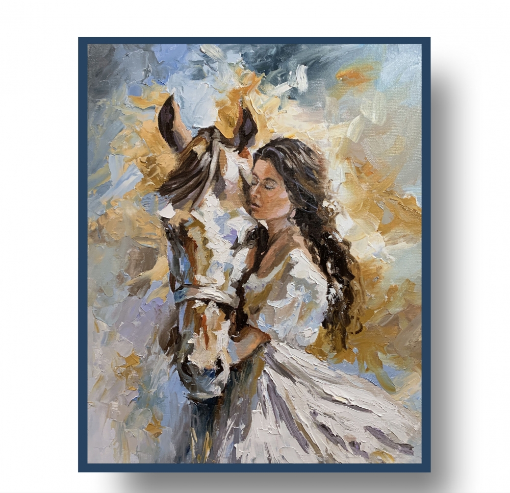 Woman with Horse Portrait.