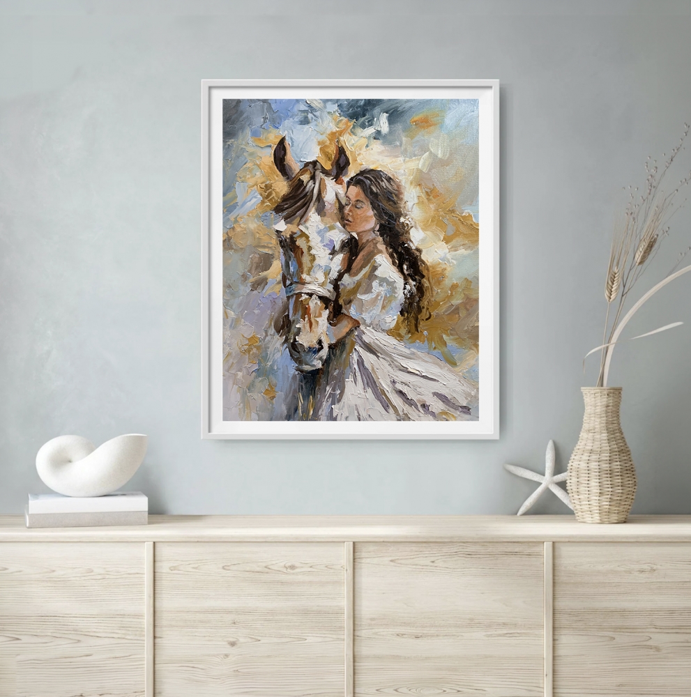 Woman with Horse Portrait.