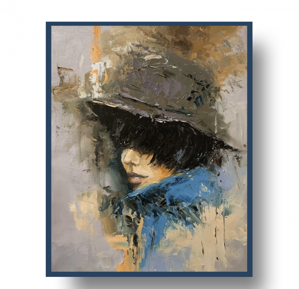 Woman in Hat, Portrait.