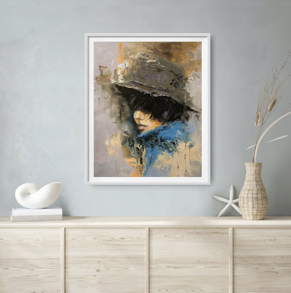 Woman in Hat, Portrait.