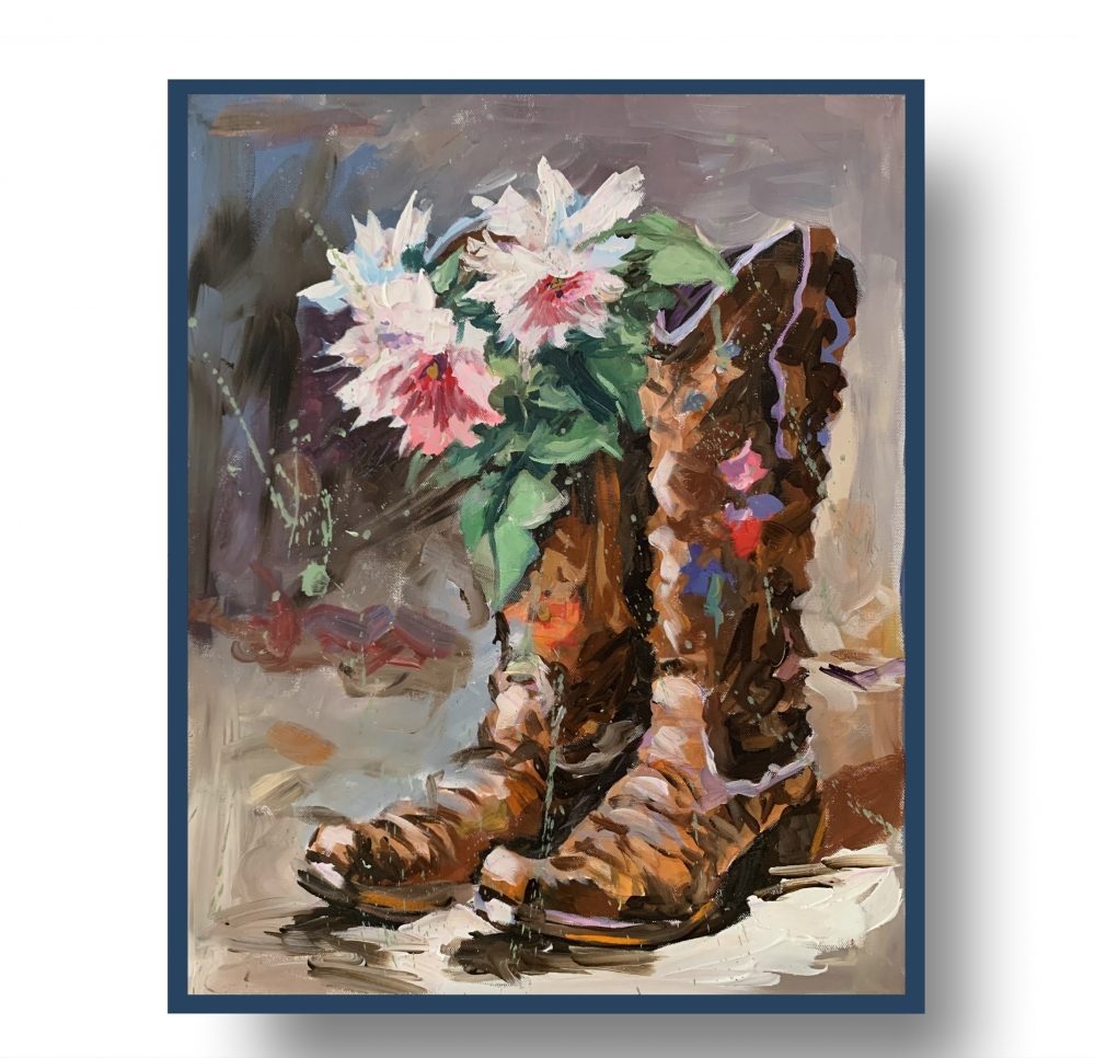 Cowboy Boots with Flowers.
