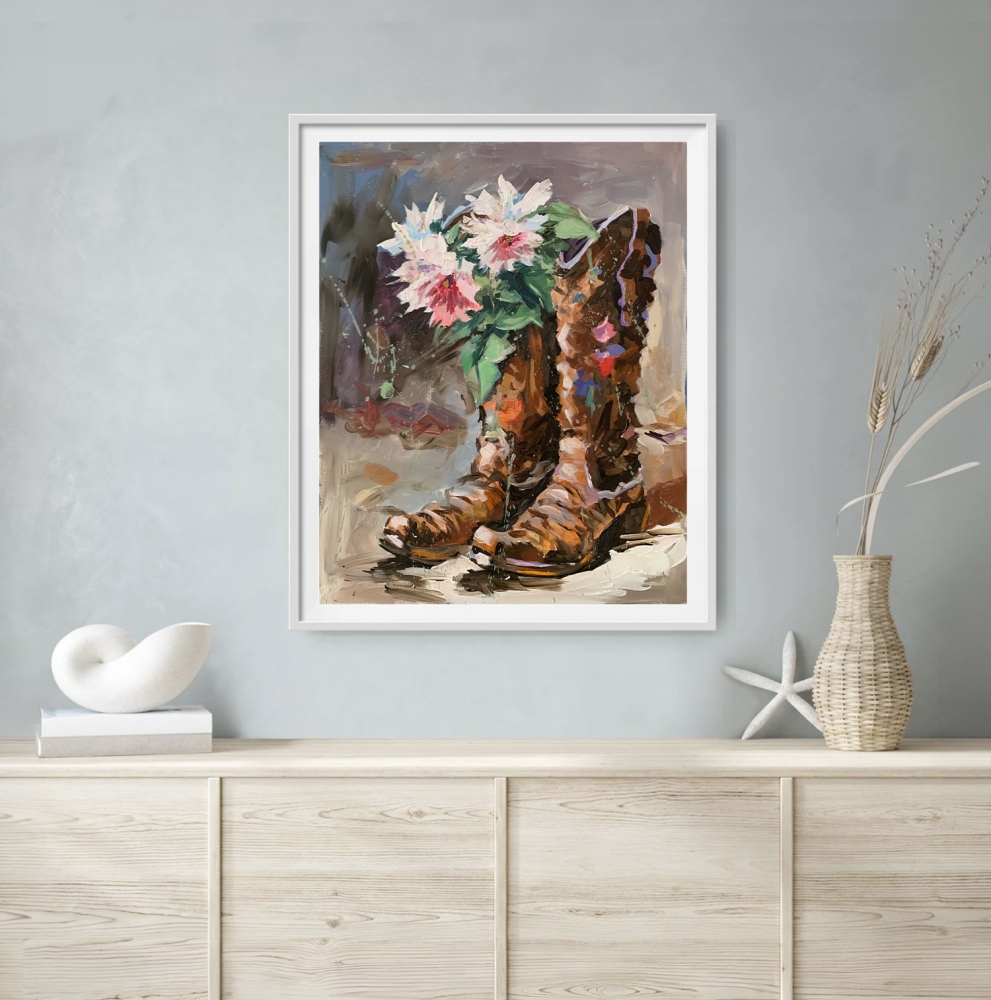 Cowboy Boots with Flowers.
