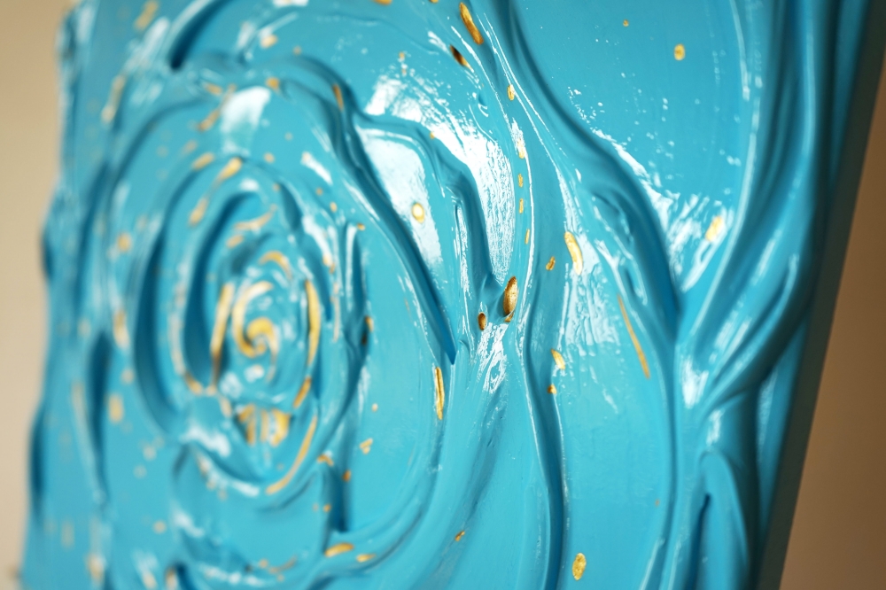 Little Blue Rose with a Touch of Gold III. 