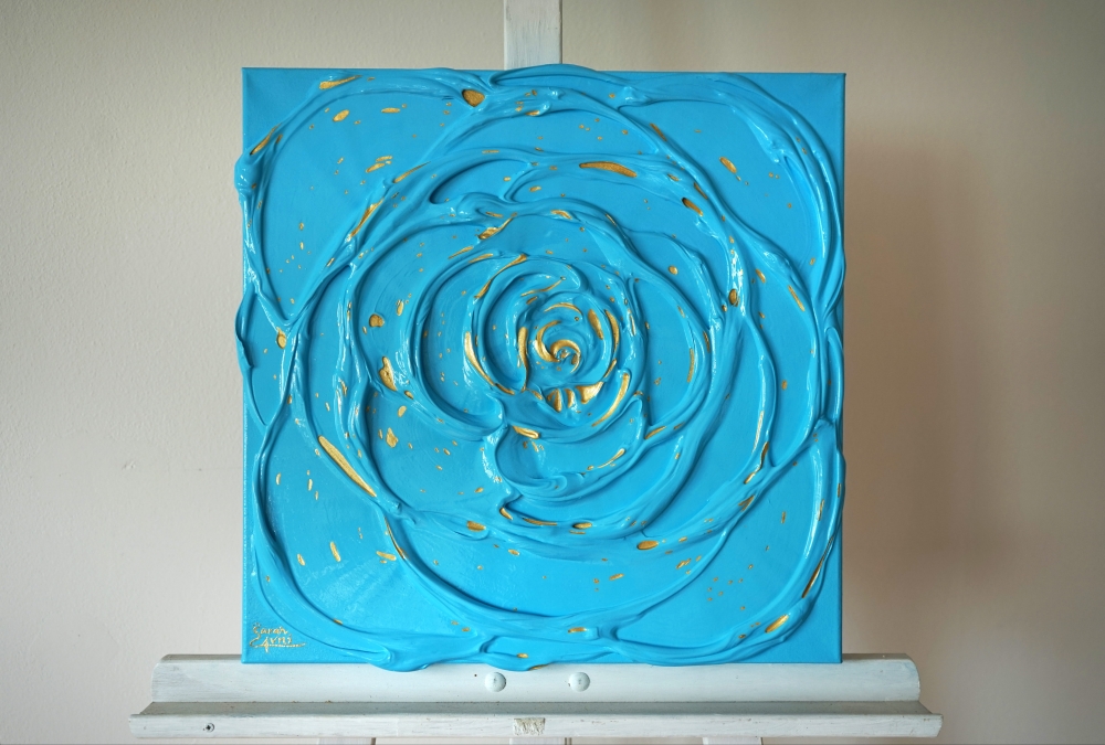 Little Blue Rose with a Touch of Gold III. 