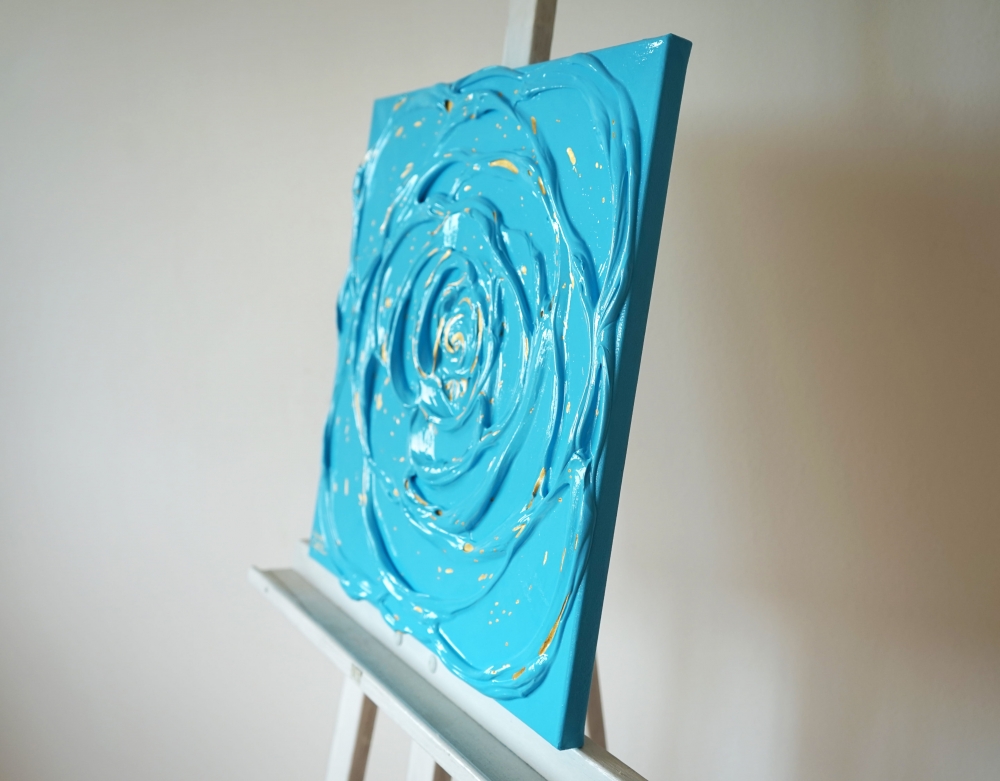 Little Blue Rose with a Touch of Gold III. 