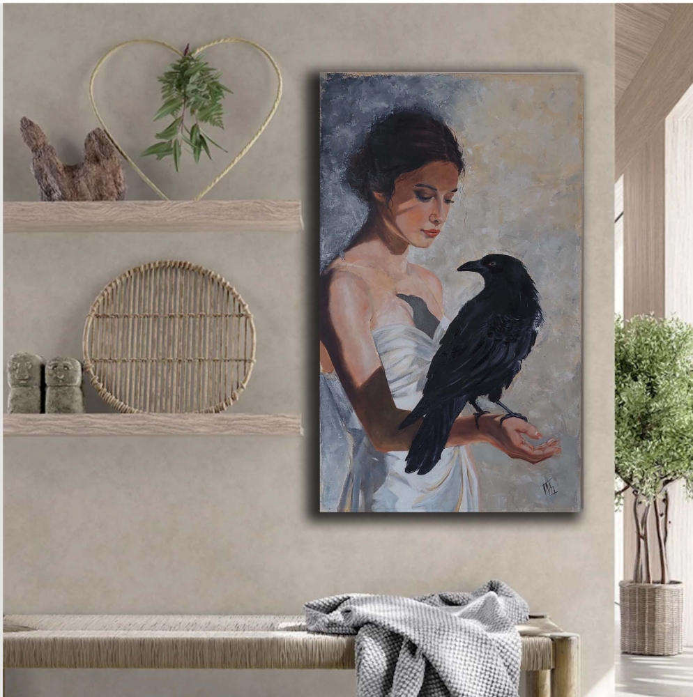Woman and Black Raven 