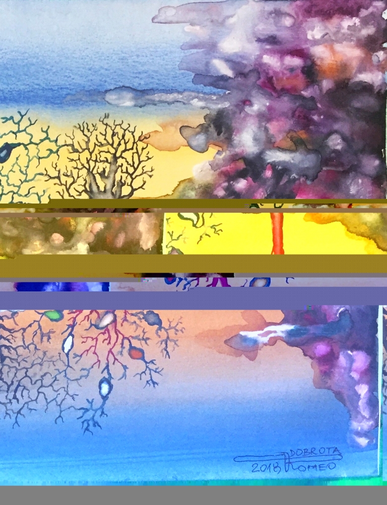 Separation light by day and night, 12x18 inch, watercolors on cold press paper SKU 4061,