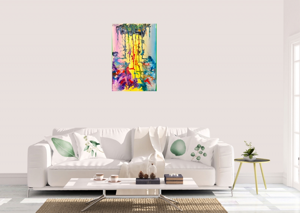 Sol-air, air-sol, energy in multi colors, watercolor on cold press paper, 12x18 inch, SKU 4062