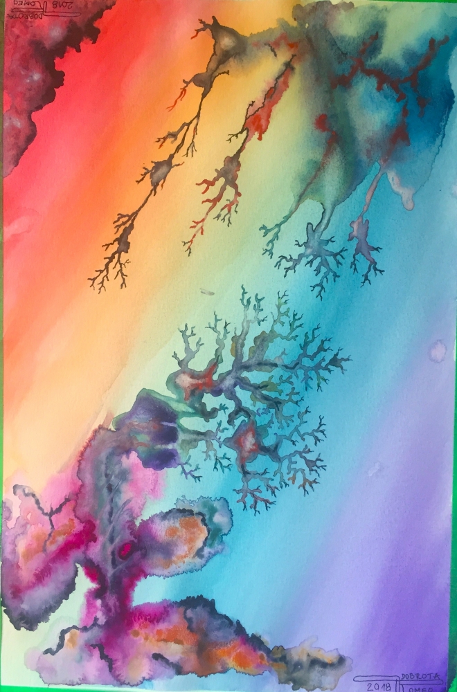 Connection with the Galaxy, 12x18 inch, water colors SKU 4066 