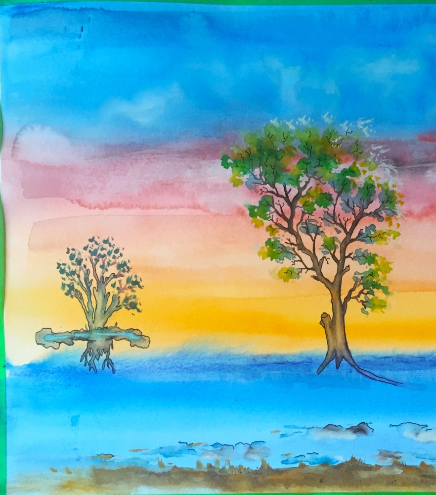 Loneliness 2, 12x18 inch, watercolors on cold press paper SKU 4067 