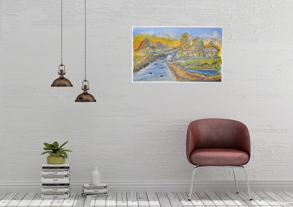    My dreams house , water colors on cold press paper SKU 13.75x22 inch, SKU 4071