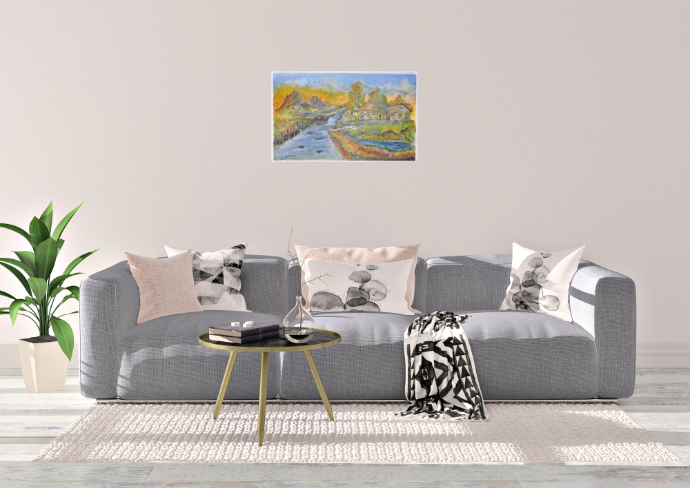    My dreams house , water colors on cold press paper SKU 13.75x22 inch, SKU 4071