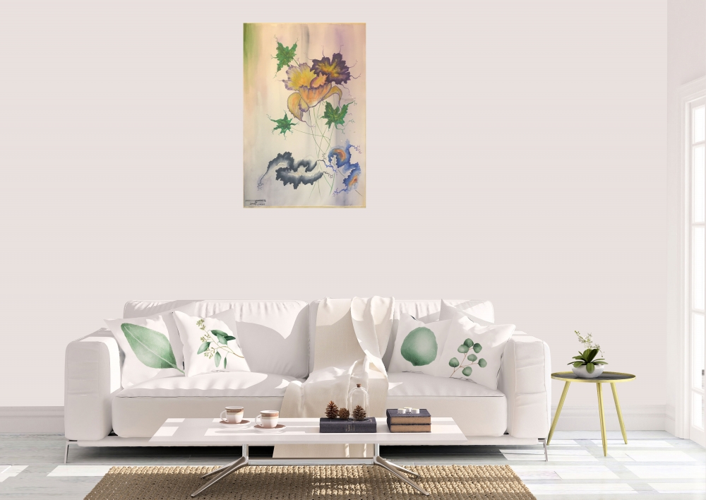 The violet flowers, 15x22 inch, water colors SKU 4075 