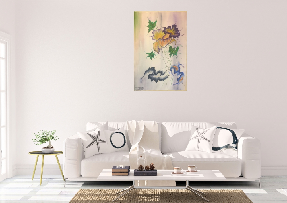 The violet flowers, 15x22 inch, water colors SKU 4075 
