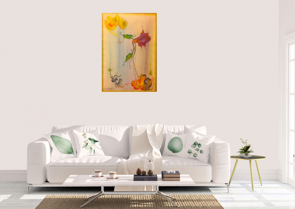 The exotic Burgundy flower, 15x22 inch, water colors SKU 4076 