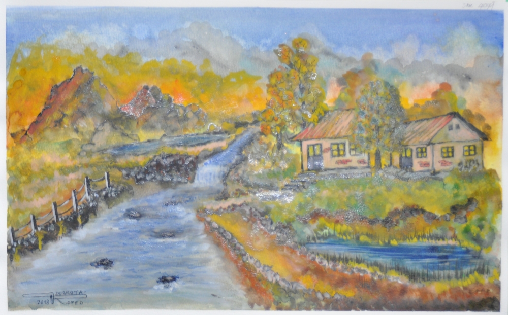    My dreams house , water colors on cold press paper SKU 13.75x22 inch, SKU 4071