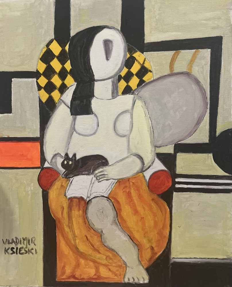 MUJER CON GATO ABSTRACT de VKSIESKI 2024