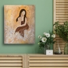 Golden Silence Floral Lady Art Canvas Painting 