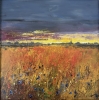 Distant Church evening skies cornfield (framed)