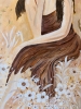 Golden Silence Floral Lady Art Canvas Painting 