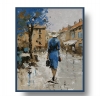 Woman in Blue, Street Scene.