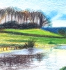 Sketch of River Aire in North Yorkshire