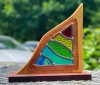 Satis, a stunning sculpture, made from spalted beech and stained glass
