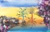 Separation light by day and night, 12x18 inch, watercolors on cold press paper SKU 4061,