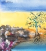 Separation light by day and night, 12x18 inch, watercolors on cold press paper SKU 4061,