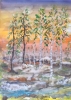 Canadian winter forest landscape,  15x22 inch, watercolor on cold press paper SKU 4072 